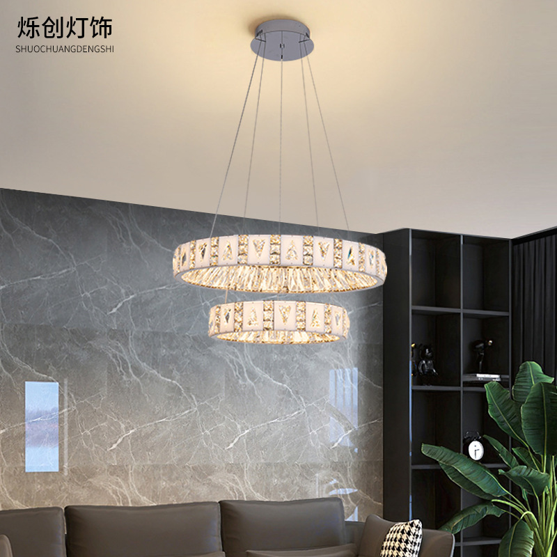 Cross-Border Light Luxury Crystal Chandelier New Model Led Crystal Lamp Living Room Lamp Simple High-End Dining Room Table Lamp Smart