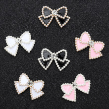 弋恋饰品新款珍珠蝴蝶结diy饰品配件手机壳贴钻洞洞鞋diy装饰材料