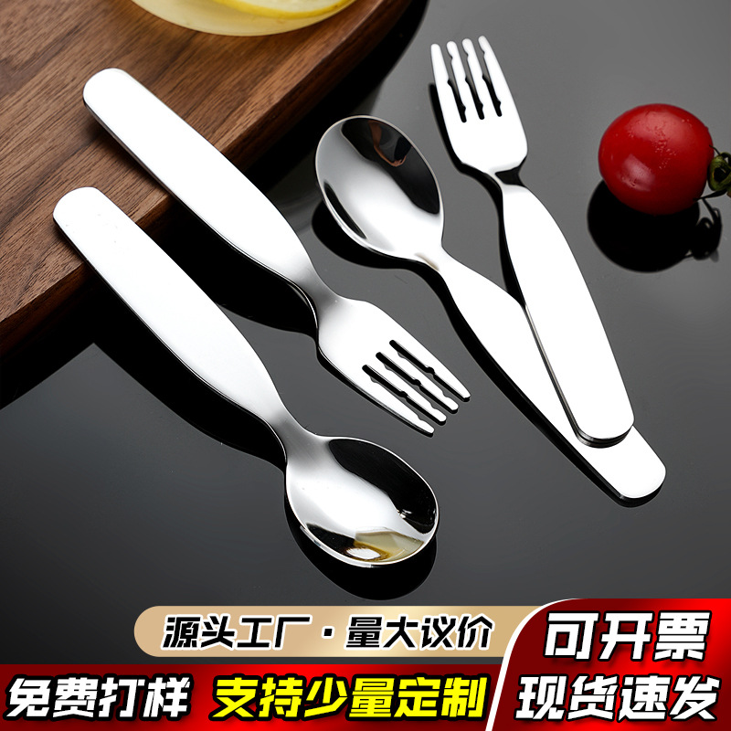 무료 배송 Tianlin 316 스테인레스 스틸 어린이 숟가락과 포크 세트 아기 작은 숟가락과 작은 포크 훈련 먹이 보충 식기