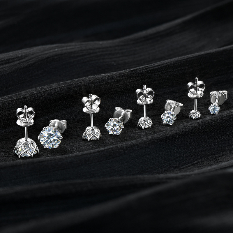 Stunning Fashion Women's Jewelry - Six-Claw Moissanite Earrings in S925 Sterling Silver, Perfect Birthday Gift for Girls