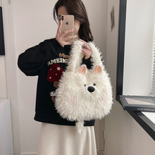 可爱卡通毛绒包包女2025春季新款甜美少女大容量单肩斜挎包女百搭