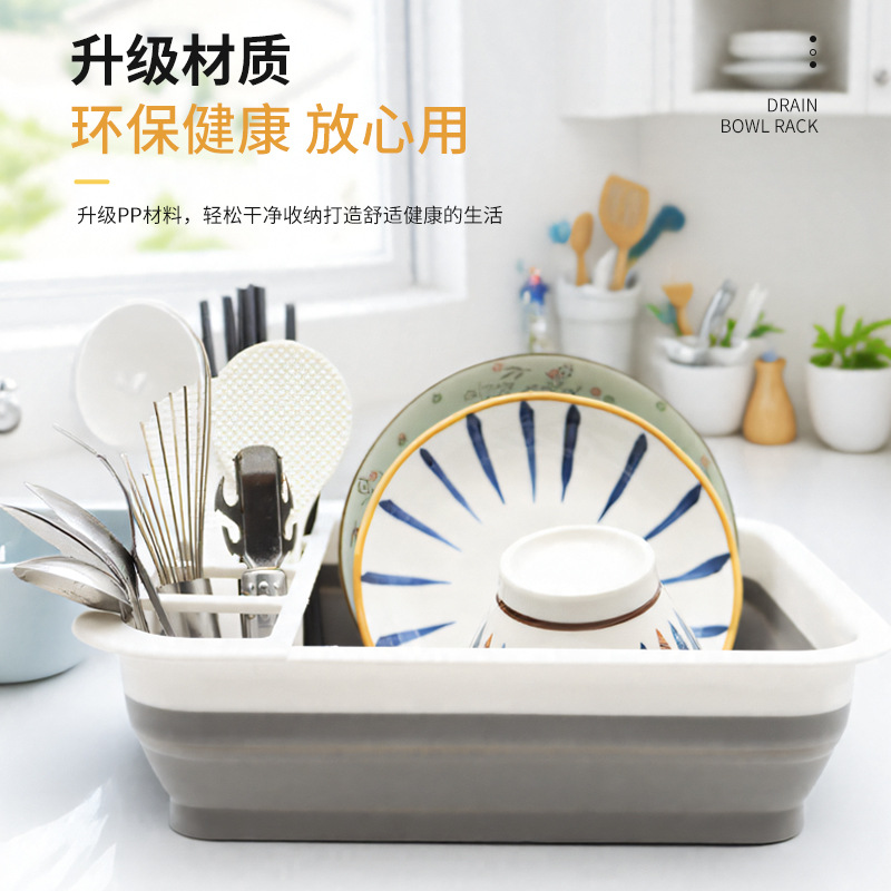 Estantes de cocina plegables de drenaje de placas de estilo japonés multifuncional platos palillos almacenamiento de platos Amazon canales de guía de agua