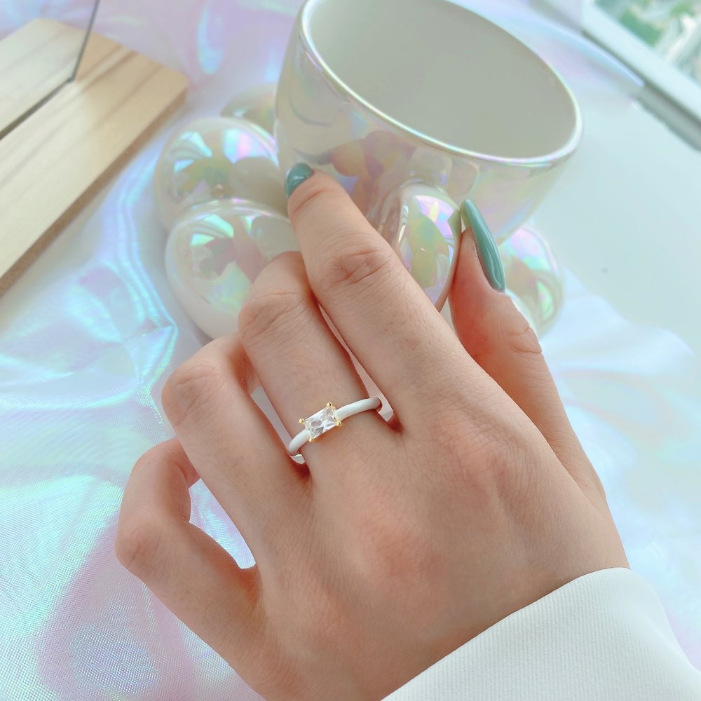 Fashion Geometric Sterling Silver Plating Zircon Open Ring 1 Piece