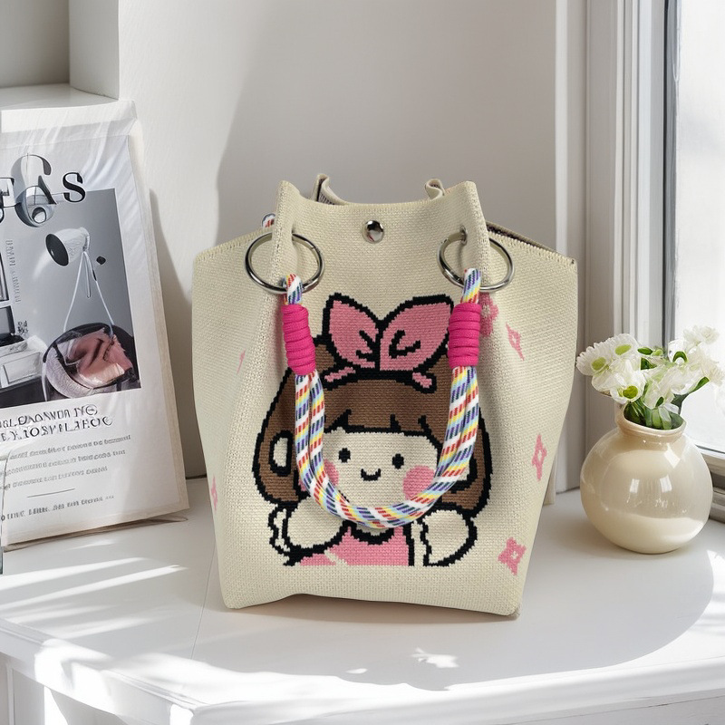 Nicho de diseño blanco y negro jersey jersey bolso de mano casual versátil gran capacidad bolso de mochila fábrica directa