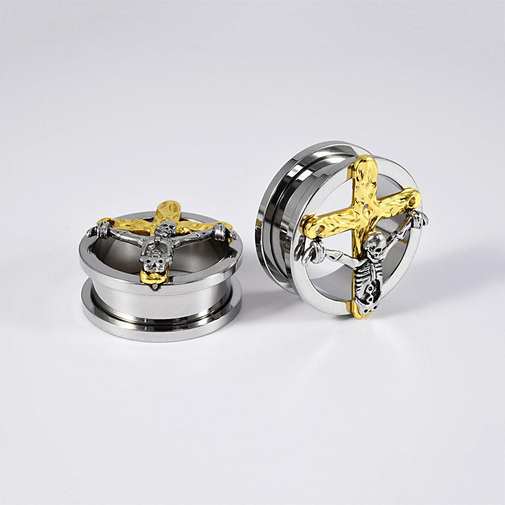 1 Piece Ear Cartilage Rings & Studs Hip-Hop Cross Skull Titanium Steel Auricle display picture 7