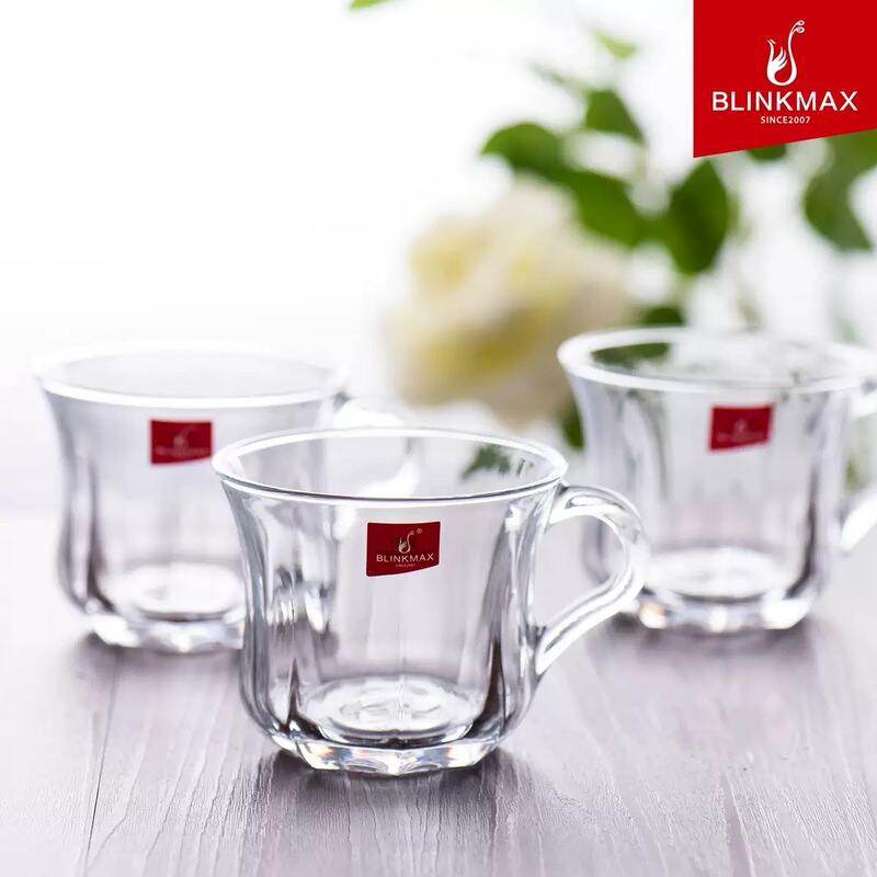 Export small handle cup thickened heat-resistant flower tea cup household tea cup beverage cup milk cup with handle glass wholesale