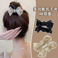両面メッシュリボン付き丸型ヘアクリップ、新作ヘアピン、女性用後頭部ヘアクリップ、ネット人気ヘアアクセサリー、韓国風