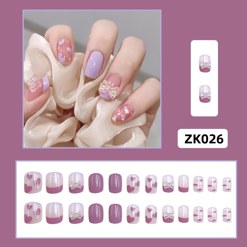 Armor con diamantes, celebridades de Internet, uñas postizas blancas populares, parches de uñas al por mayor, ballet largo desmontable terminado