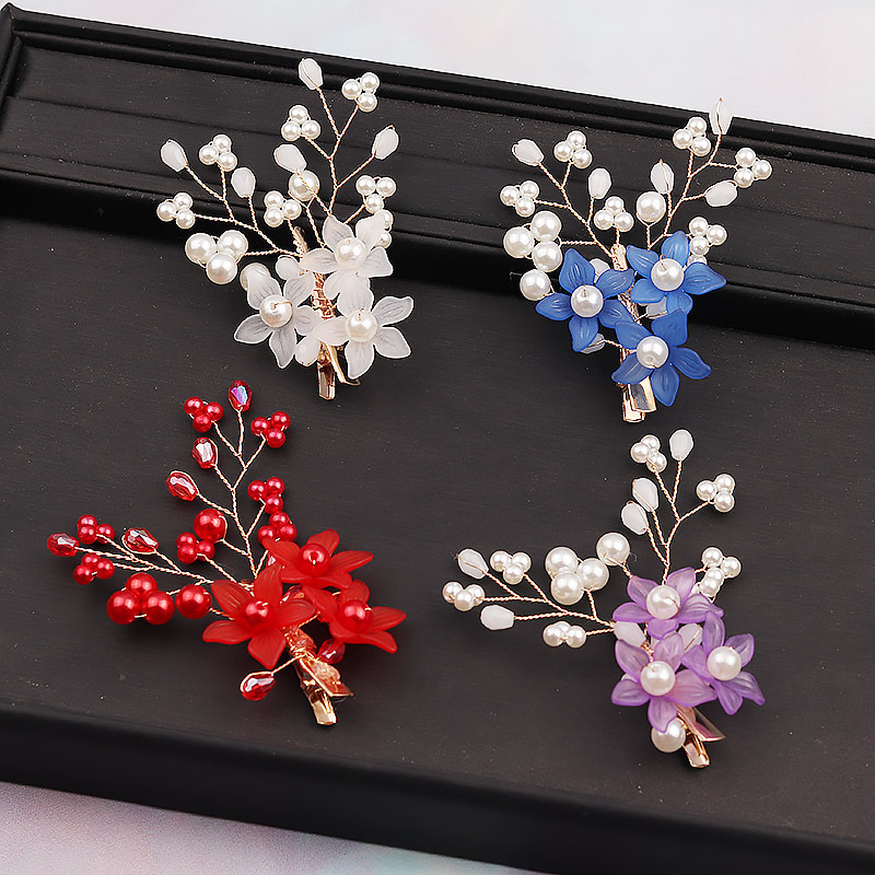 Bride Wedding Jewelry Handmade Headwear Korean Hair Accessories Frosted Flower Pearl Hairpin Varieties Shape Plate Red Hairpin Bride Wedding Jewelry Handmade Headwear Korean Hair Accessories Frosted Flower Pearl Hairpin Varieties Shape Plate Red Hairpin