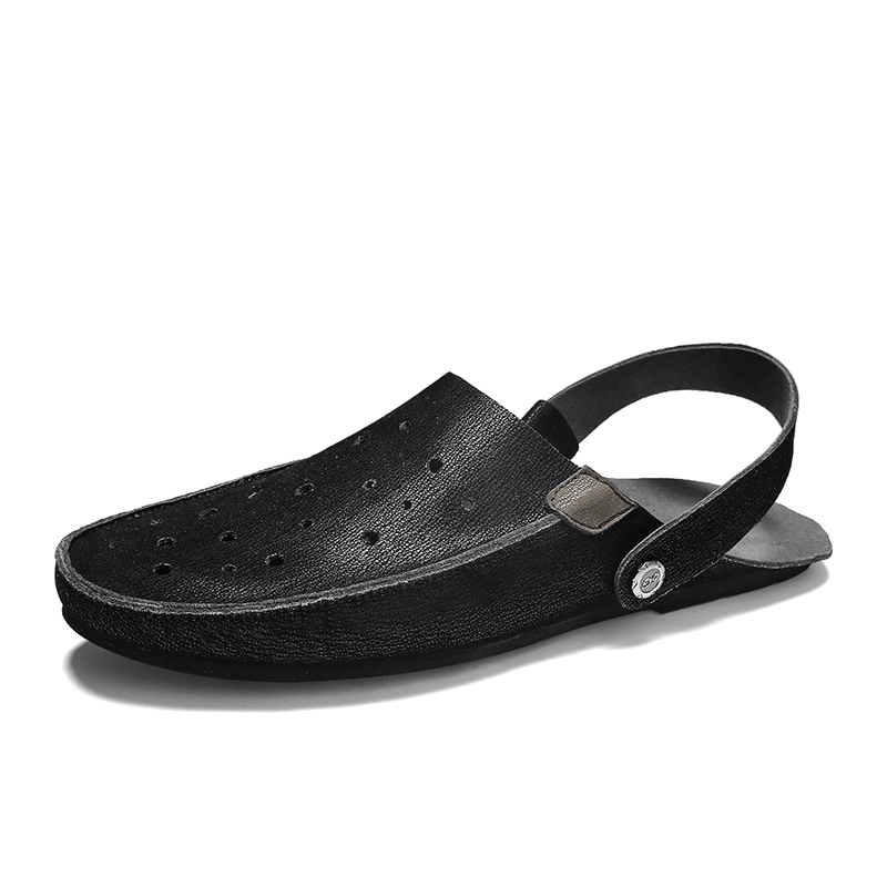Баотоу наполовину тапочки мужские кожаные ленивые мужские кожаные сандалии двойного назначения 2024 новые повседневные тапочки для вождения
