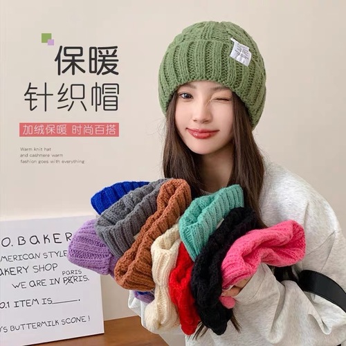 Winter Japanese and Korean Version Warm Women's Crochet Versatile Outdoor Hooded Hat Shows Face Elementary School Students Autumn and Winter Fashion Knitted Hat