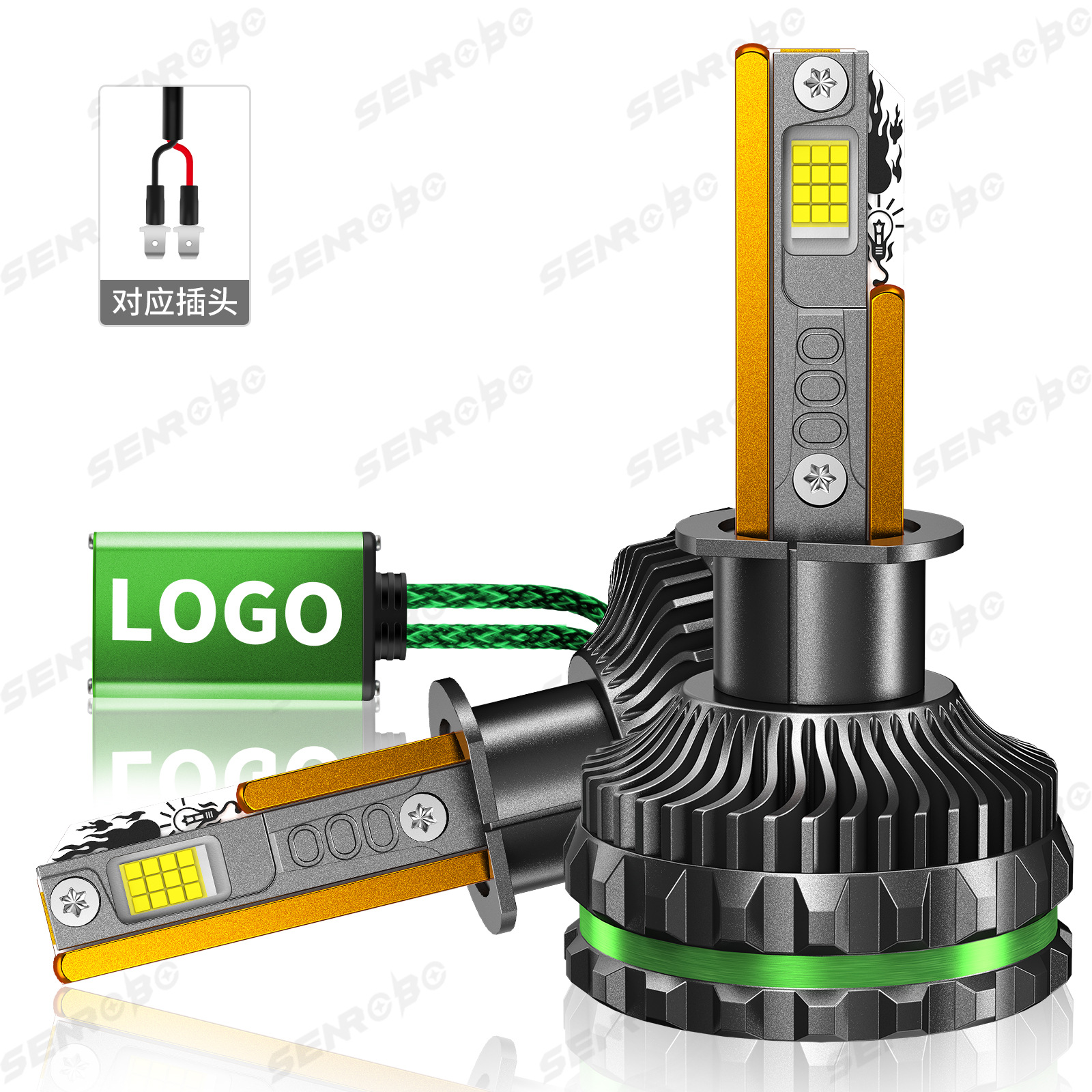 SENROBO nuevo 300W cuatro tubos de cobre coche de alta potencia faro led actualización modificada H1H7H4H11900