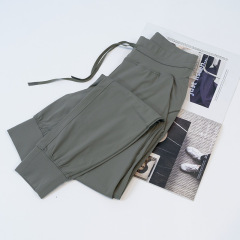 Ladies Leisure Yoga Set High-Waisted Drawstring Quick-Dry Running Fitness Loose Hemming Cross-Over Pants
