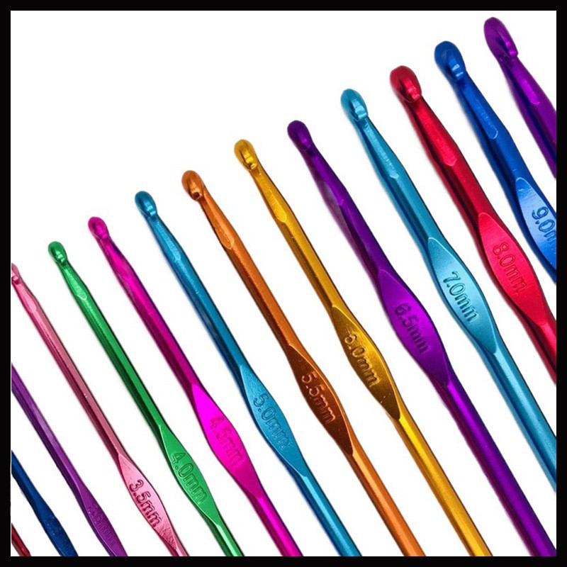 Color aleación de aluminio oxidación crochet traje metal color aluminio ganchillo 14 22 tejer crochet herramientas al por mayor