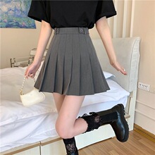 大码学院风百褶裙显瘦新品新款半身裙女新新品高腰显瘦灰色字短裙