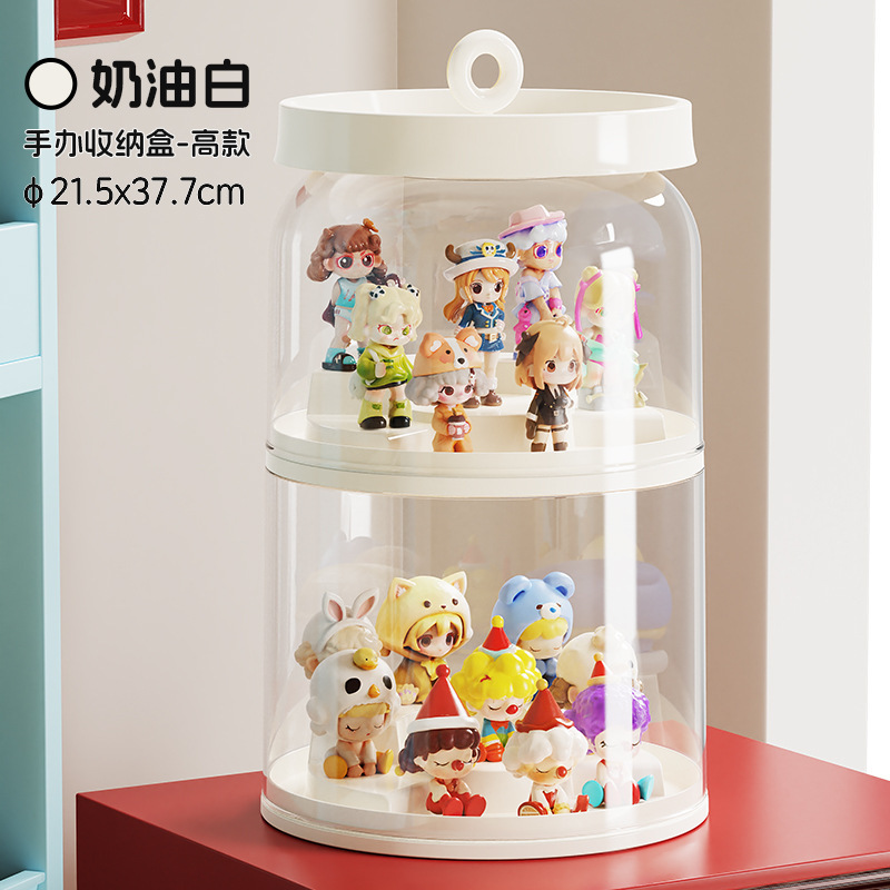 手办收纳盒可旋转泡泡玛特盲盒展示架透明玩偶防尘罩拉布布展示盒|undefined