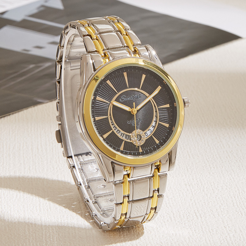 Marca multi-funcional reloj de los hombres al por mayor correa de acero negocio impermeable luminoso reloj de cuarzo de los hombres reloj no mecánico reloj de los hombres