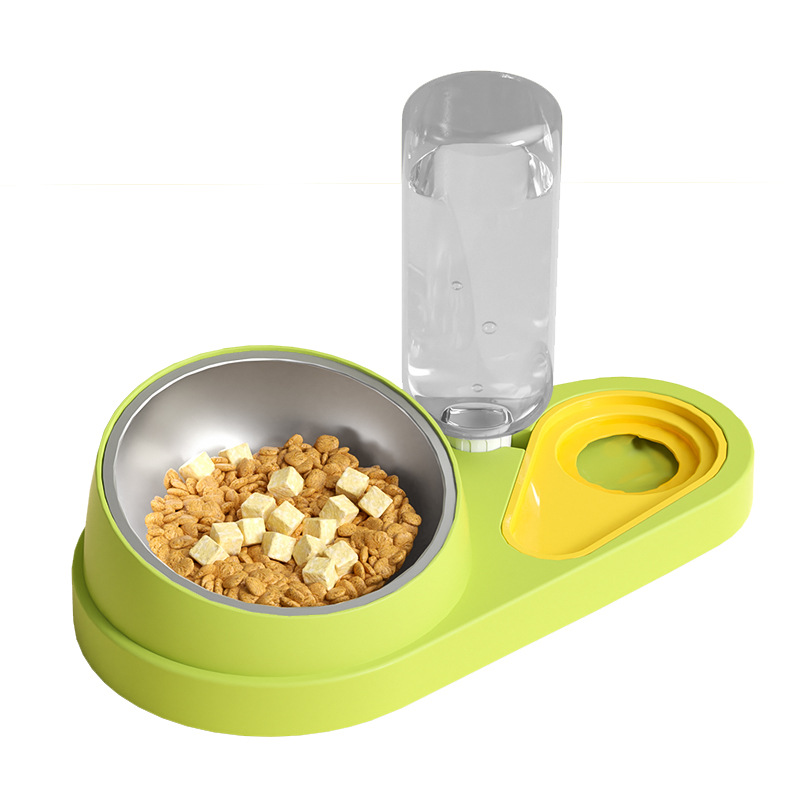Tazón de fuente del gato doble tazón de agua potable automática tazón de comida para gatos de acero inoxidable Tazón para perros Tazón para mascotas protección del cuello boca oblicua tazón de agua potable alimentación integrada