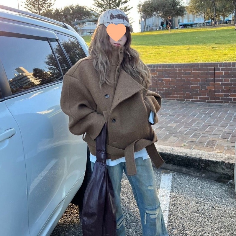 慵懒复古气质立领毛呢大衣外套女2025秋冬新款感设计呢子大衣|undefined
