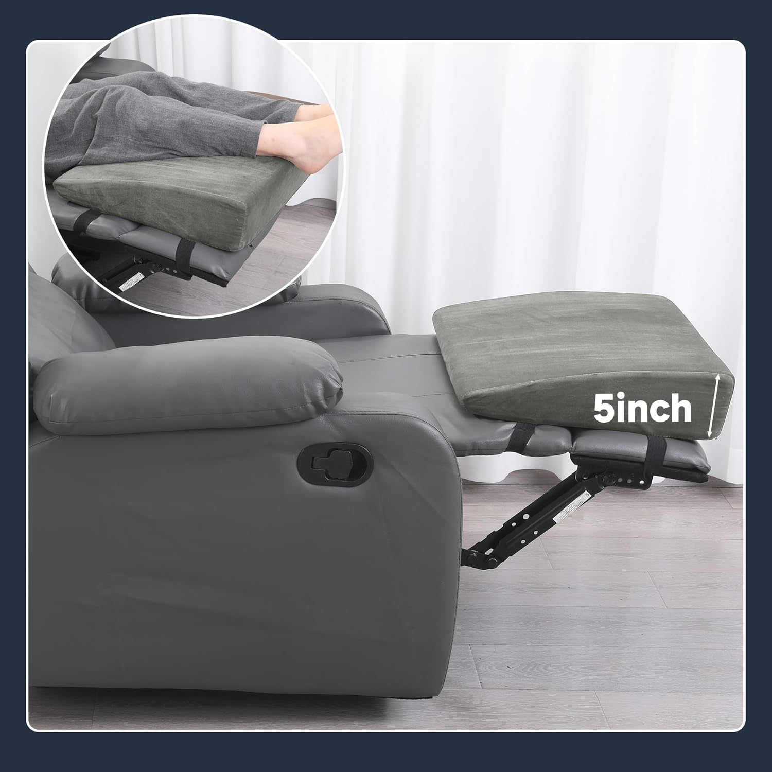 Almohada de espuma A3 en forma de cuña para reposapiés reclinable, extensor de reposapiés ajustable extragrande, almohada elevadora de piernas