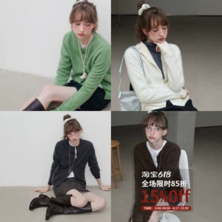 正奇特服饰/陷入浪漫’无缝针织拉毛羊绒水洗慵懒复古毛衣针织开