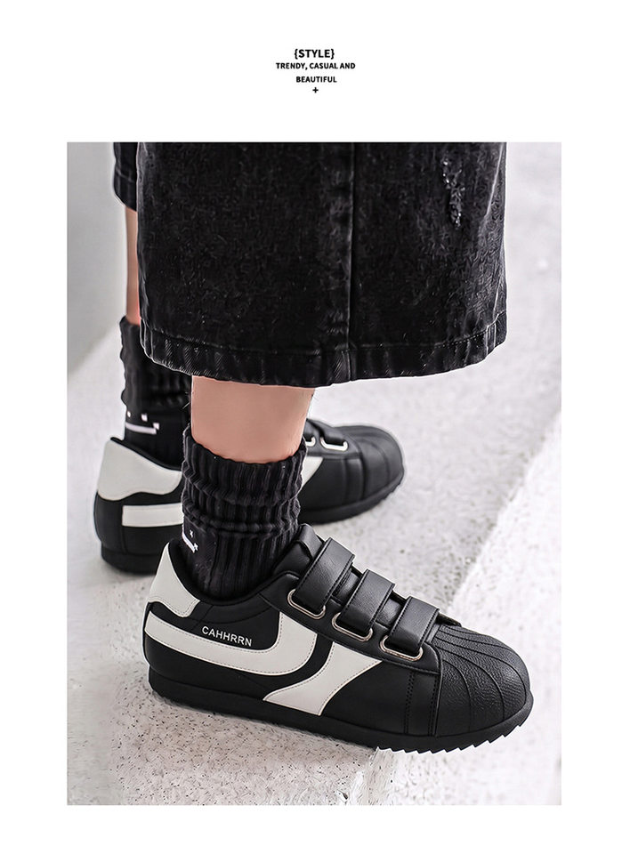 Giày sneaker nam mũi tròn khóa dán kiểu Đức huấn luyện, đế bằng gót thấp 1–3 cm, phối màu trơn — A2862 màu trắng, A2862 màu vàng, A2862 màu đen chi tiết 23