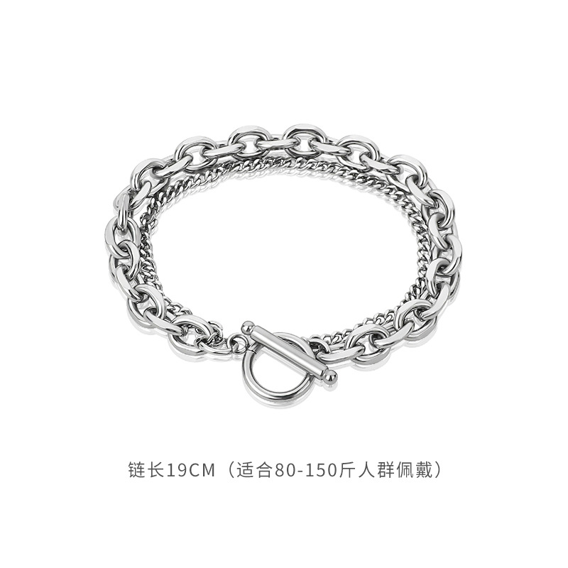 Stacked silver bracelet 19cm (no cut)