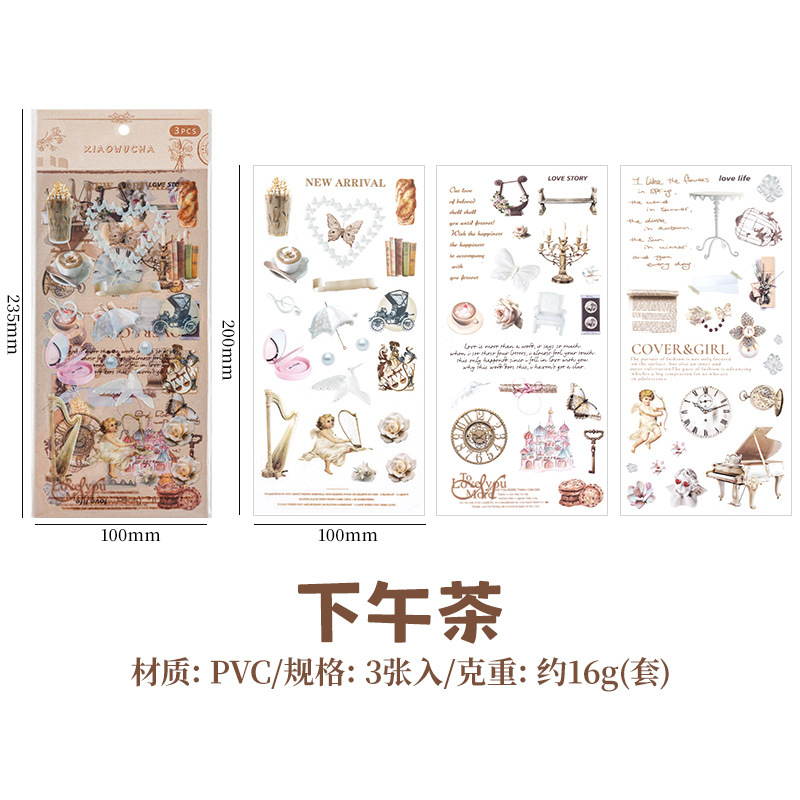 Nostálgico retro diario PVC impermeable pegatinas creativas de los niños lindos mascotas Goo tarjeta material decorativo bolsa