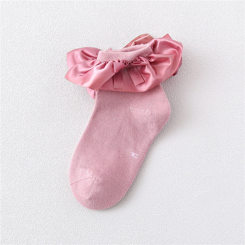 Primavera y otoño campus satén encaje cálido 2-12 años de edad color sólido inalámbrico cabeza chica princesa baile Calcetines niños calcetines de encaje