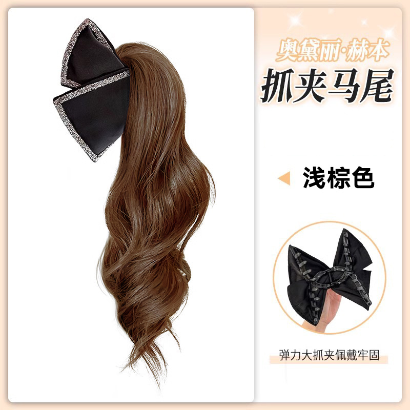 [지르코늄 지르코늄 스타일] 보우 클립: 라이트 브라운 포니테일