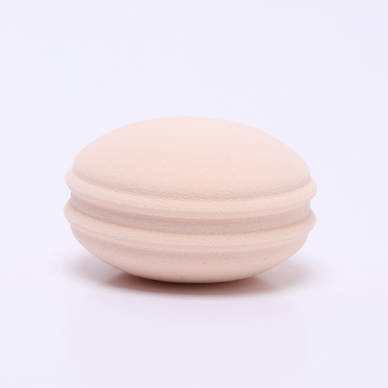 Fábrica personalizada macarón huevo de maquillaje hidrofílico no látex esponja de maquillaje PU no comer polvo, huevo de maquillaje seco y húmedo de doble uso