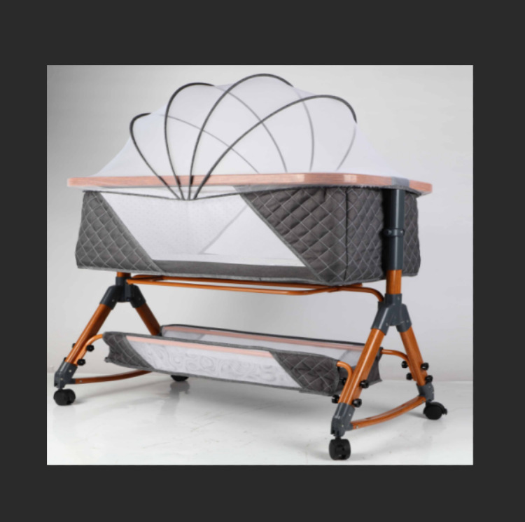 Crib Newborn Bed Splicing Large Bed Baby Rocking Bed Bb Kidsren's Bed Cradle Bed Multi-Functional Mobile Foldableable