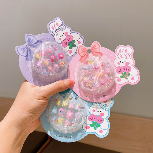 Children's Nail Art Stickers Cartoon Cute Patterns Removable Nail Pieces Little Girl Children's Day Gift Handmade Jewelry Set Box
