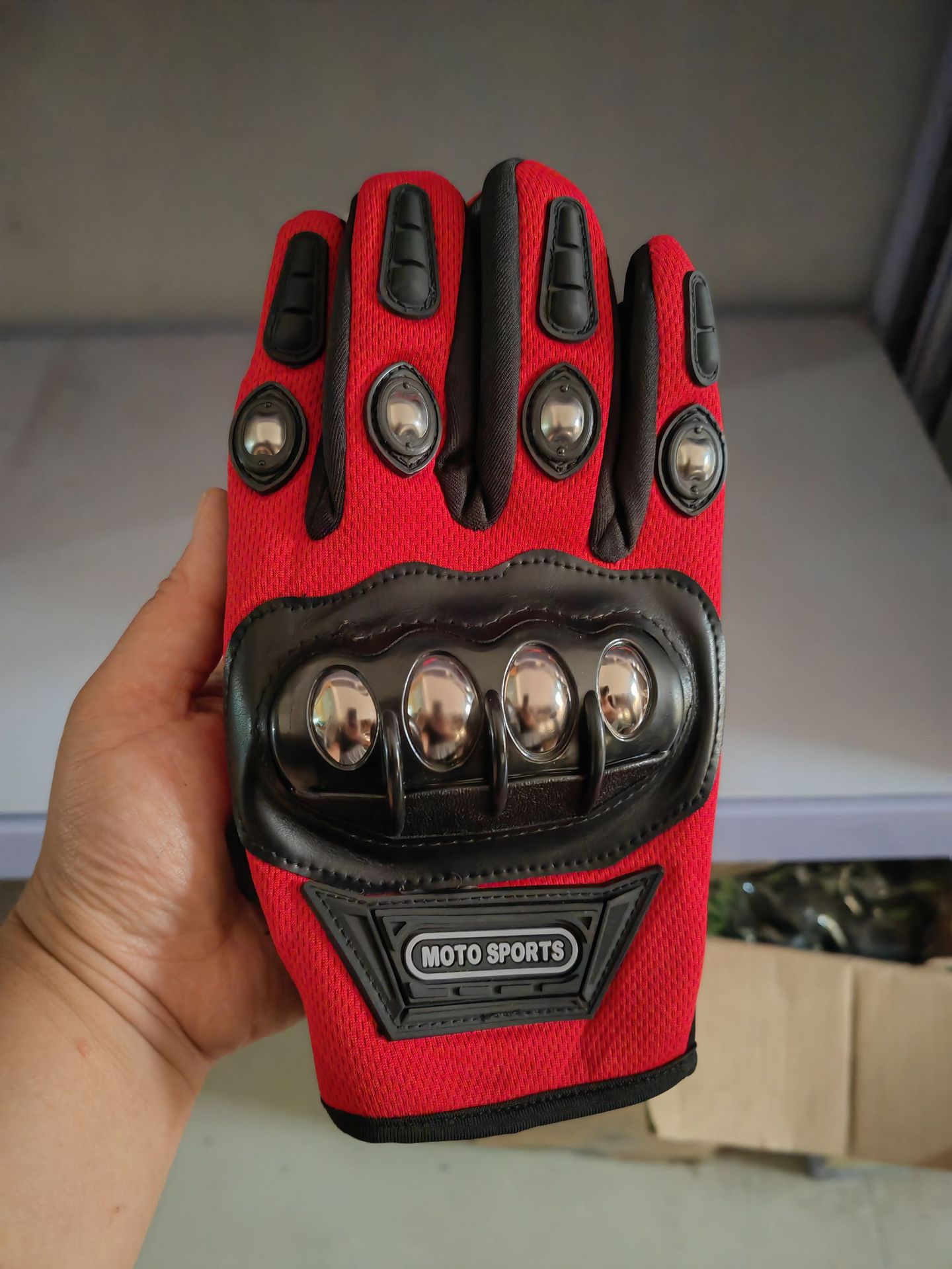 Guantes tácticos de defensa de cinco dedos al aire libre de acero inoxidable resistente a la caída y al desgaste, motocicletas de medio dedo largo