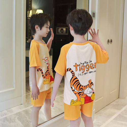 Children's pajamas for boys and girls in summer new short-sleeved medium and large children's cute little girls and boys cartoon home clothes sets