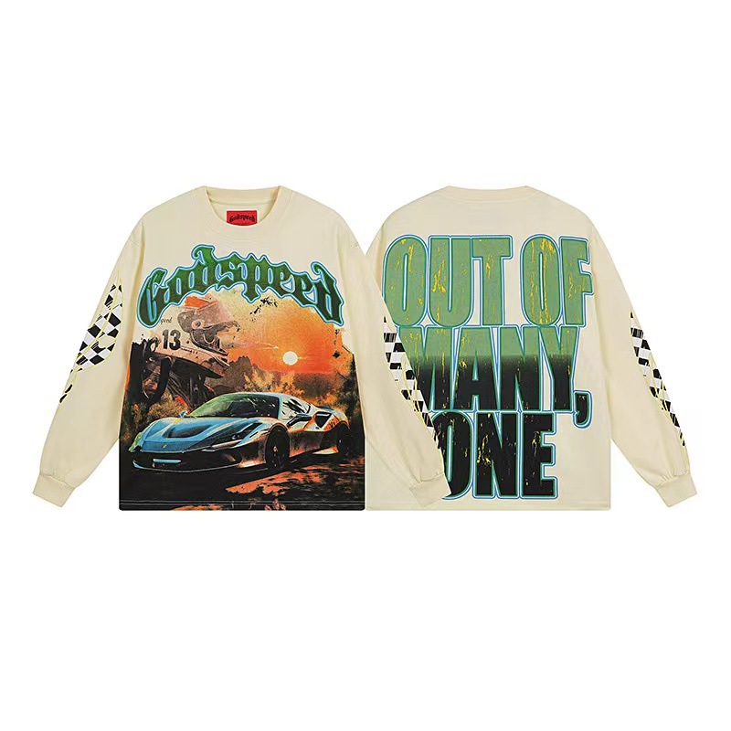 Trendy transfronterizo 25ssGodspeed Skeleton Rock Band Camiseta de manga larga de alta calidad para hombres y mujeres