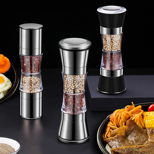 Two-in-one 304 double-head stainless steel pepper grinder Amazon sea salt spice manual seasoning bottle grinding bottle