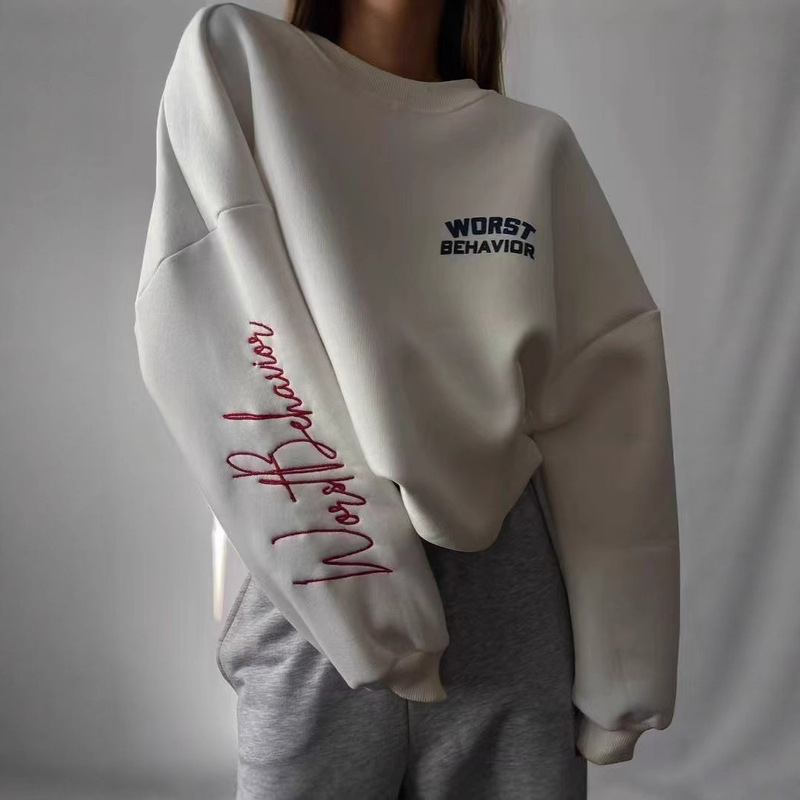 Street Stylish Fashionable Trendy Brand Design Letter Print Loose Casual Thickeneded Round Neck Hiphop Sweatshirt Street Stylish Fashionable Trendy Brand Design Letter Print Loose Casual Thickeneded Round Neck Hiphop Sweatshirt