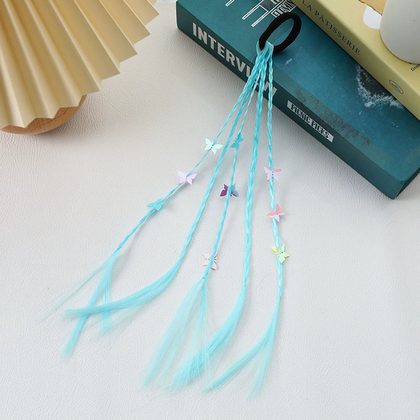 1# blue butterfly flower piece (1 hair tie and 5 small braids)