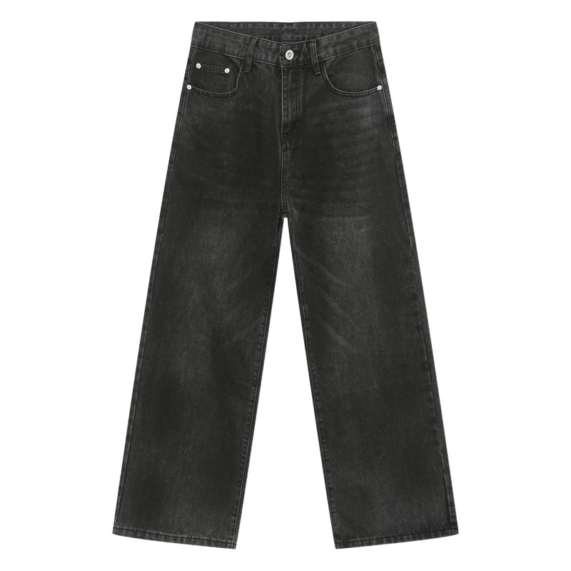 Ropa de hombre MTLClothes | 2023 Four Seasons nuevo retro flojo recto plisado negro y gris Jeans para hombres