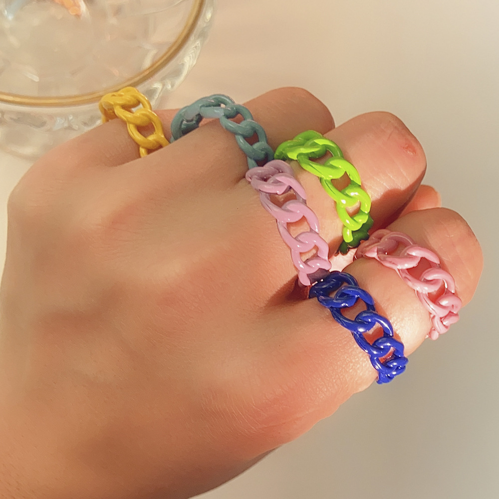 wholesale fashion threaded metal spray paint multicolor ring Nihaojewelry