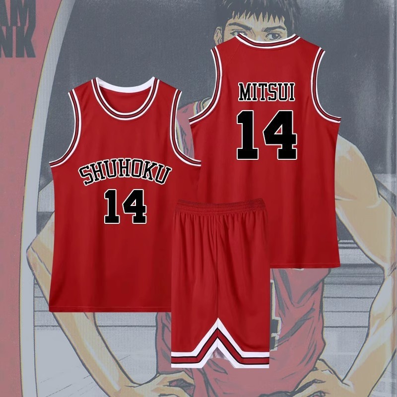 スラムダンクジャージ 桜木花道 10号 流川メイプル 11 男女兼用 湘北チーム 子供用 大人用 バスケットボールユニフォームセット