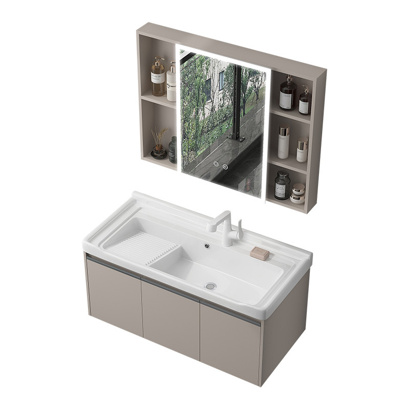 lavabo de lavandería de balcón tipo casa pequeña lavabo armario combinado con placa de fricción cerámica integrada lavabo de lavandería tipo colgante