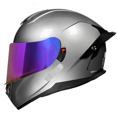 3C/DOT certification motorcycle helmet, Motosiklet kaskı (dəbilqə) - silver-colored-mirror-m