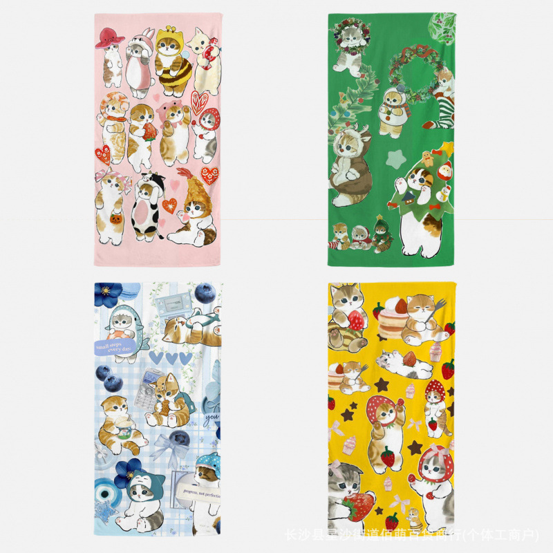 Shark Cat parent-child bath towel, gym mat towel, quick-dry bath towel, children's towel, couple's beach towel, sports towel