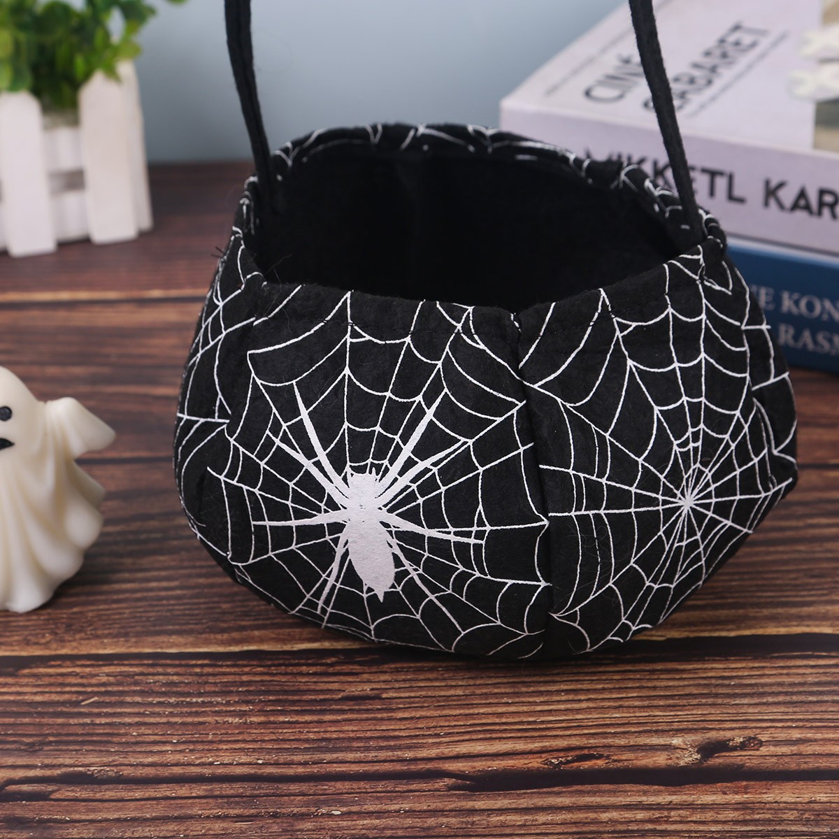 Bolsa de Dulces de Calabaza de Halloween de Tela Portátil para Niños