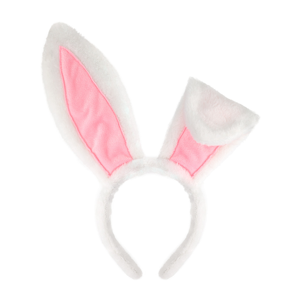 Nueva venta caliente Pascua orejas de conejo diadema traje de decoración de fiesta otoño e invierno peluche lindo diadema de conejo