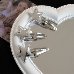 Silver Star Hair Clip with Side Fringe, Korean Cute Style, Unique Design Hair Pin for Sweet and Cool Feminine Hairstyles