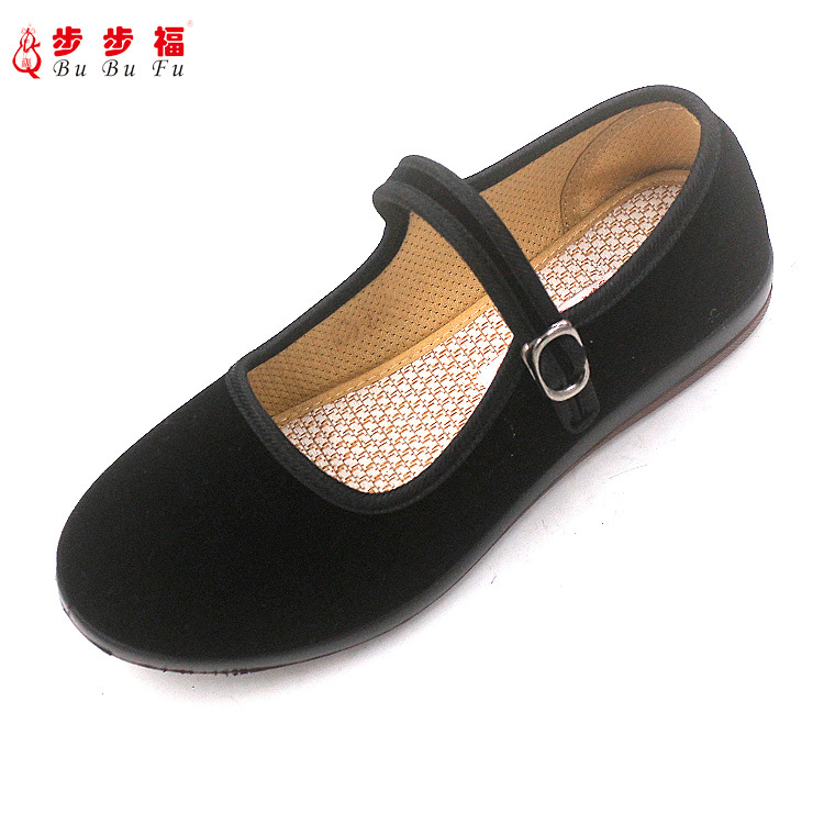 老北京布鞋女鞋单鞋酒店黑色工作鞋舞蹈鞋平底鞋软底妈妈鞋大码