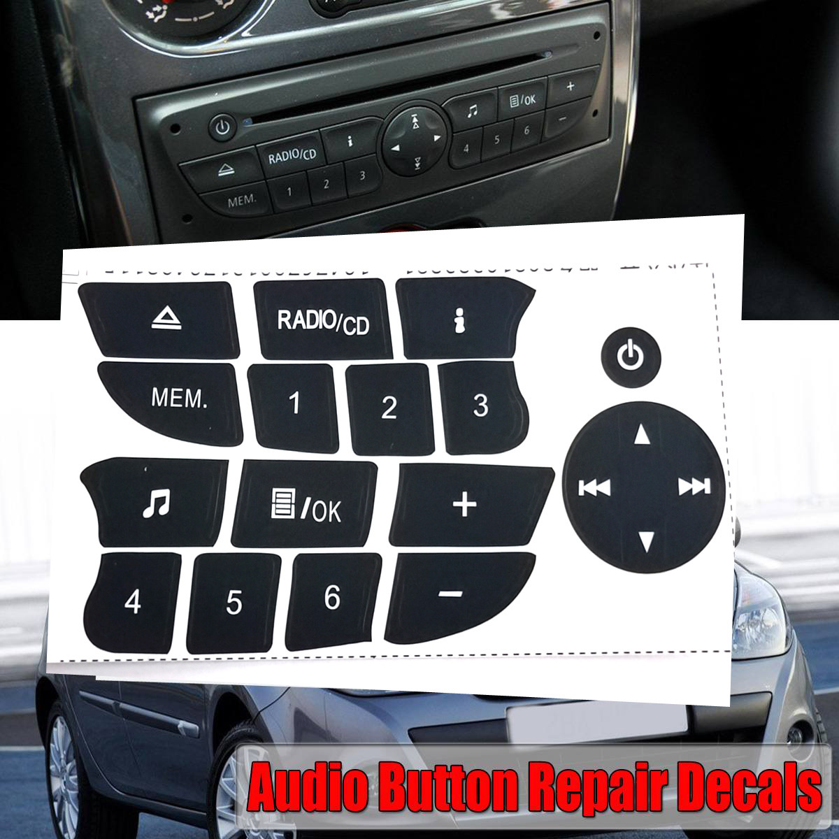 CD Radio Audio Button Repair Sticker Sticker for Megane Clio 09-11